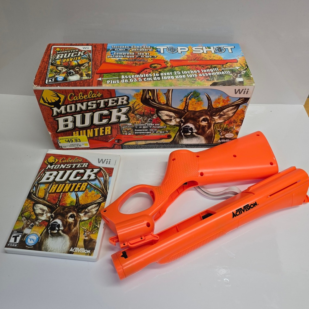 Cabela's Monster Buck Hunter Wii Game 2010 Hunting Top Shot Rifle Bundle